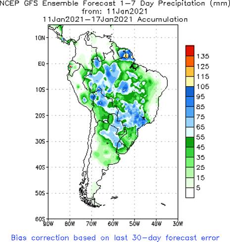 SA Week 1 Accum Precipitation (mm) Forecast