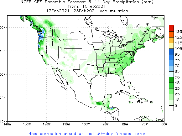 NA Week 2 Accum Precipitation (mm) Forecast