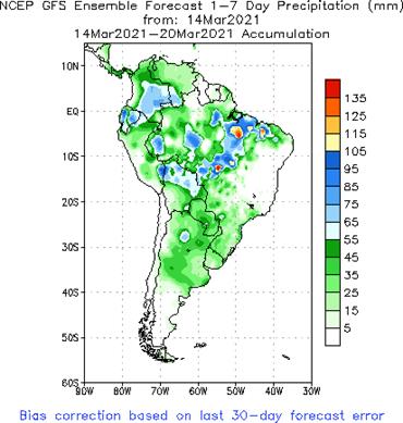 SA Week 1 Accum Precipitation (mm) Forecast