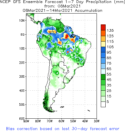 SA Week 1 Accum Precipitation (mm) Forecast
