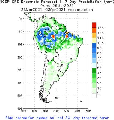 SA Week 1 Accum Precipitation (mm) Forecast