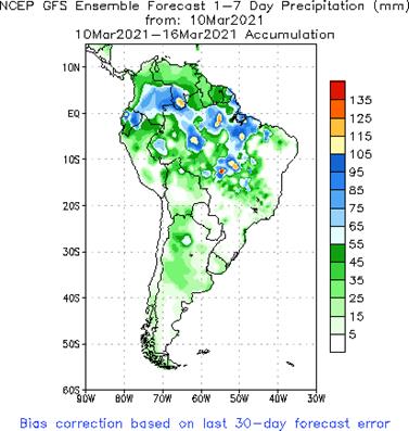 SA Week 1 Accum Precipitation (mm) Forecast