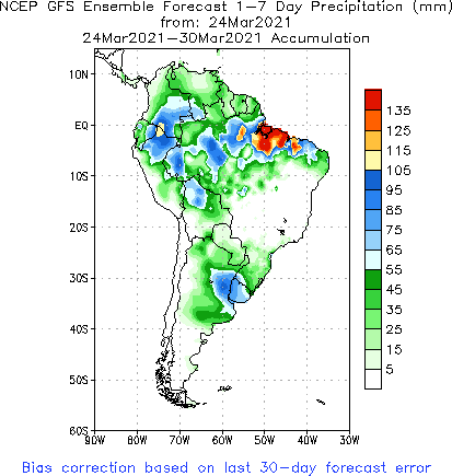 SA Week 1 Accum Precipitation (mm) Forecast