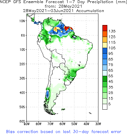 SA Week 1 Accum Precipitation (mm) Forecast