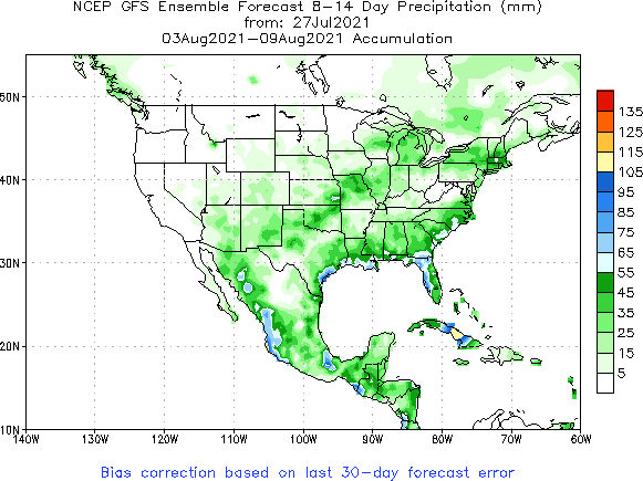 NA Week 2 Accum Precipitation (mm) Forecast