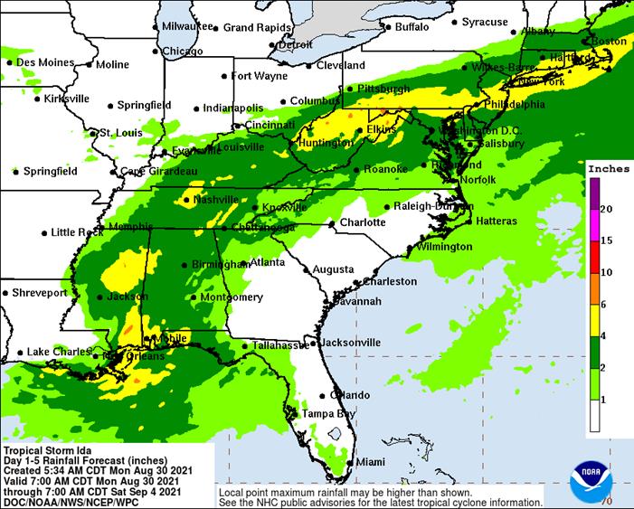 [Image of WPC QPF U.S. rainfall potential]