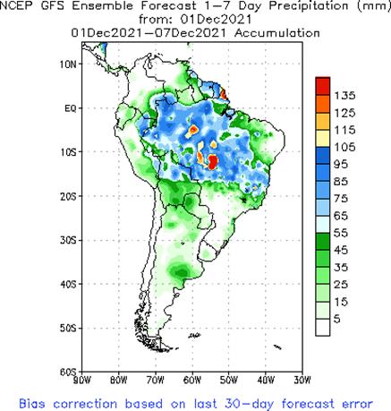 SA Week 1 Accum Precipitation (mm) Forecast