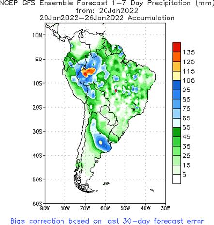 SA Week 1 Accum Precipitation (mm) Forecast