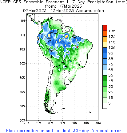 SA Week 1 Accum Precipitation (mm) Forecast